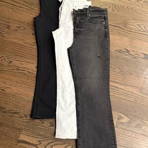 3 Pair Pistola size 27 Black, White, and Gray Jeans Set. 1 pr NWT, 2 pr like new